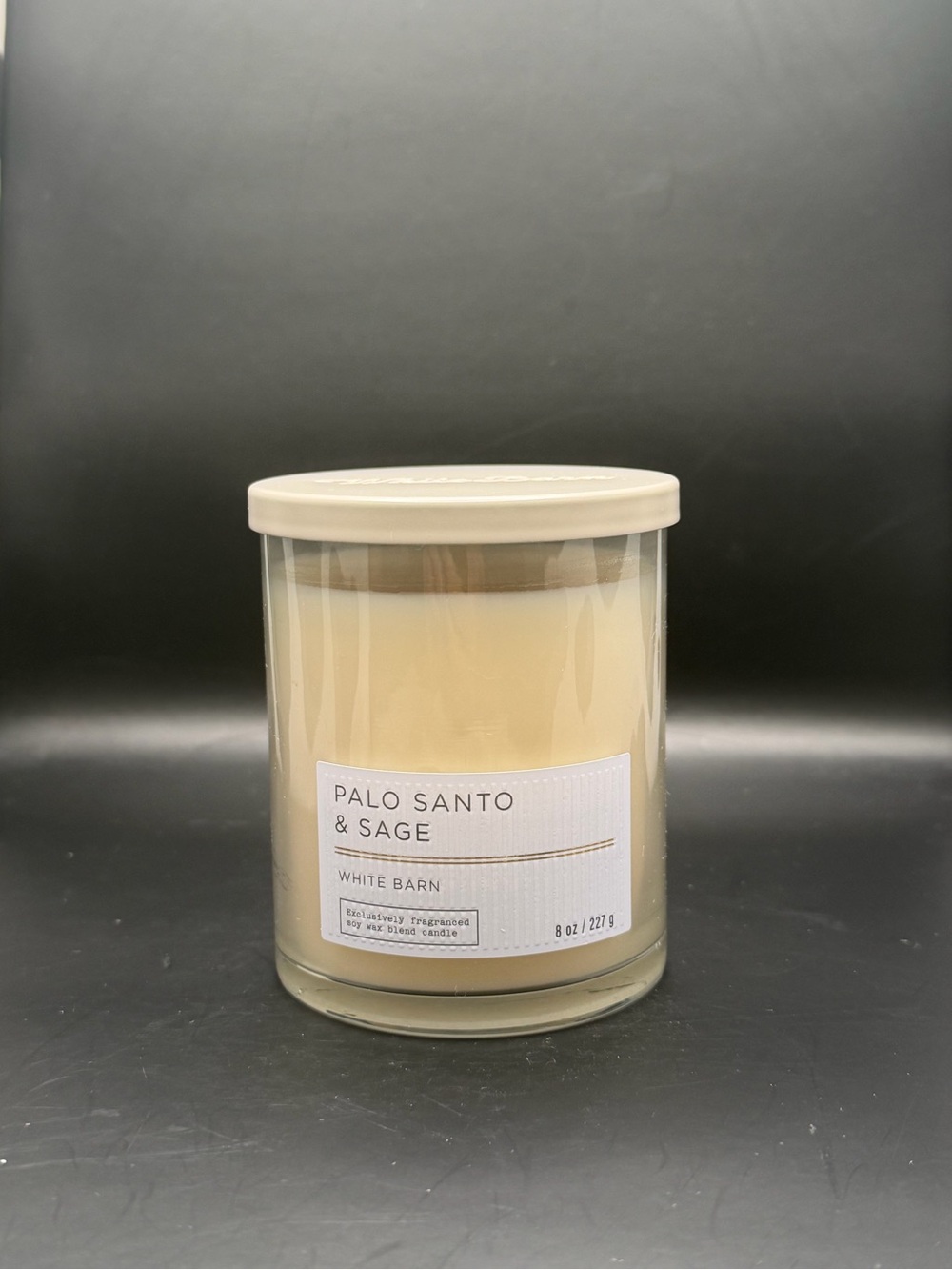 BBW/White Barn Palo Santo & Sage Scented 8 OZ Single-Wick Candle - Cream